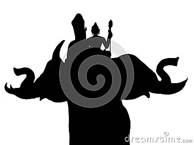 Black and white of indra statue shape Stock Photo