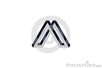black white initial letter a m 3d logo Vector Illustration