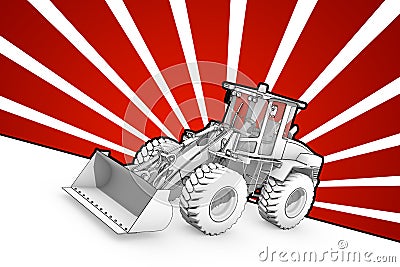 Black and white ink bulldozer pop art Stock Photo