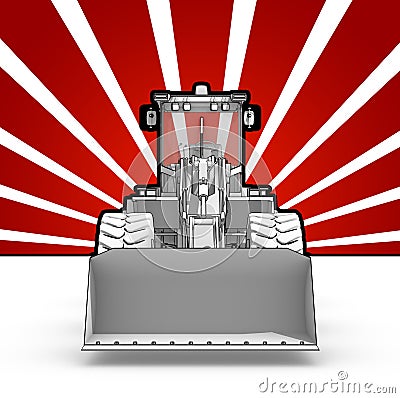 Black and white ink bulldozer pop art Stock Photo