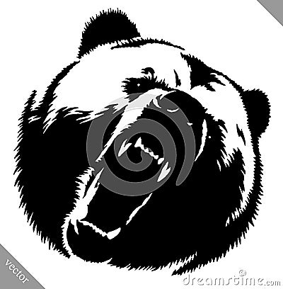 Black and white ink draw bear vector illustration Vector Illustration