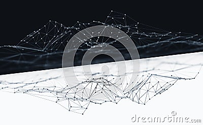 Black-white interior poster. Polygonal network and high tech Cartoon Illustration