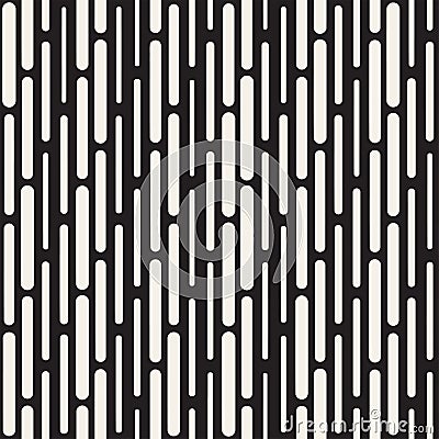 Black and White Irregular Rounded Dashed Lines Pattern. Modern Abstract Vector Seamless Background. Stylish Rectangle Stripes Mosa Stock Photo