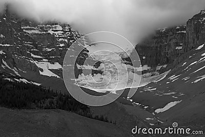 Black and white Jasper Glacier Stock Photo