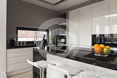 Black and white kitchen design Stock Photo