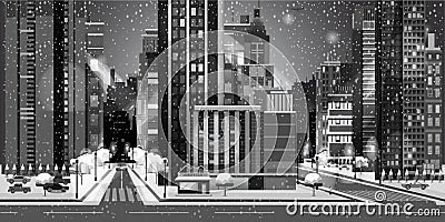 Black and white Landscape for game. Seamless cartoon . vector unending background. Vector Illustration