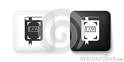 Black and white Law book icon isolated on white background. Legal judge book. Judgment concept. Square button. Vector Vector Illustration