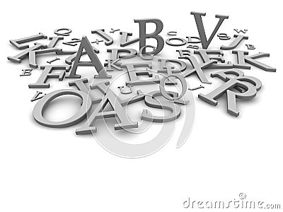 Black and white letters Cartoon Illustration