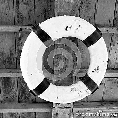 Black and white Lifebuoy Stock Photo
