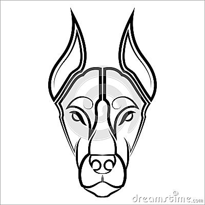 Line art of Doberman Pinscher dog head Good use for symbol, mascot icon avatar tattoo T Shirt design logo or any Vector Illustration