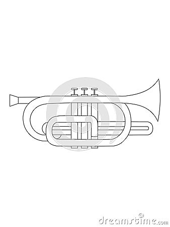 Black and white line art drawing of Cornet illustration Vector Illustration