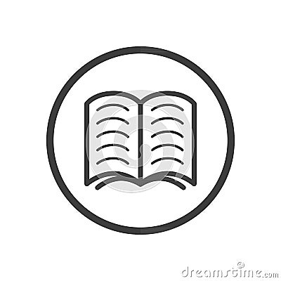 Black and white line art icon of the book Stock Photo
