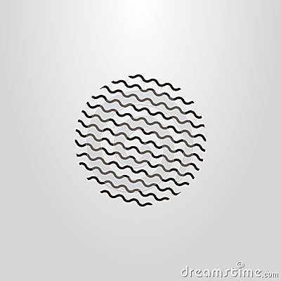 Line art pictogram of a round stamp figure consisting of waves Vector Illustration