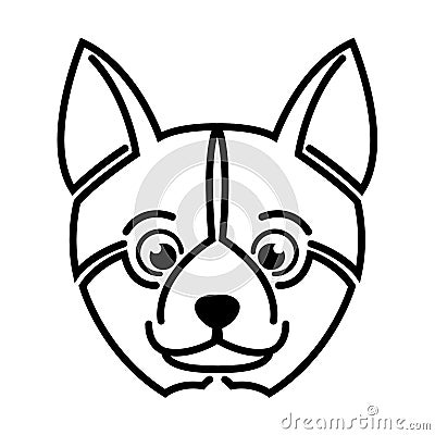 Black and white line art of shiba dog head. Stock Photo