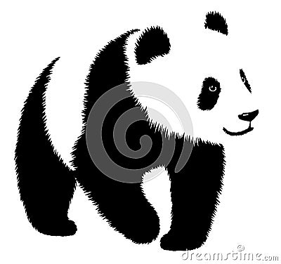 Black and white linear paint draw panda illustration Cartoon Illustration