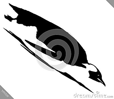 Black and white linear paint draw penguin vector illustration Vector Illustration