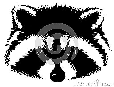 Black and white linear paint draw raccoon illustration Cartoon Illustration