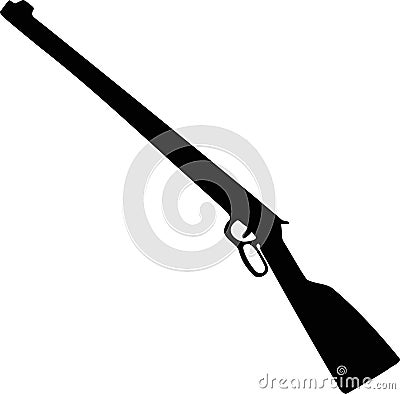 black and white linear sign, designation silhouette shotgun weapon, hand drawn illustration vector Vector Illustration