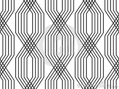 Black and white lines geometric art deco style simple seamless pattern, vector Vector Illustration