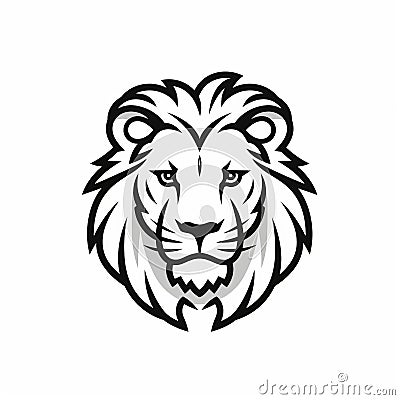 Black And White Lion Head Logo Vector Illustration Stock Photo