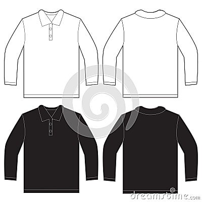 Black White Long Sleeve Polo Shirt Design Template Vector Illustration