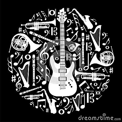 Black And White Love For Music Background Stock Photography - Image