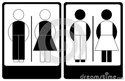 Black and white male and female sign Stock Photo