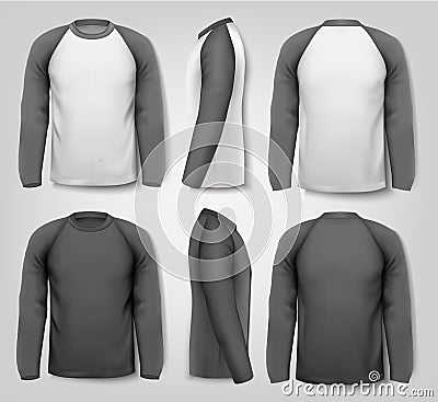 Black and white male long sleeved shirts Vector Illustration