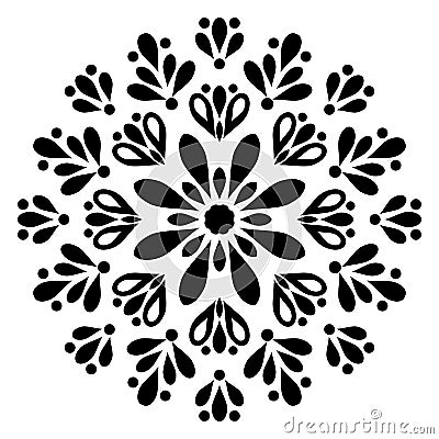 Black and white mandala element.Culture, element.Decorative ornament in ethnic oriental style. Vector Illustration