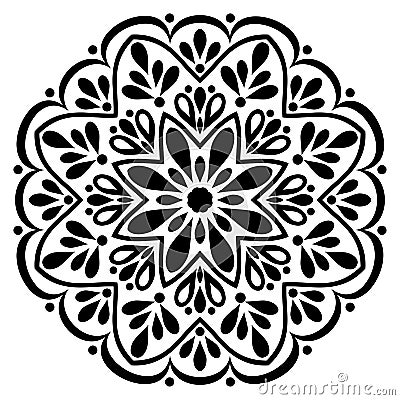 Black and white mandala element.Decorative ornament in ethnic oriental style. Vector Illustration