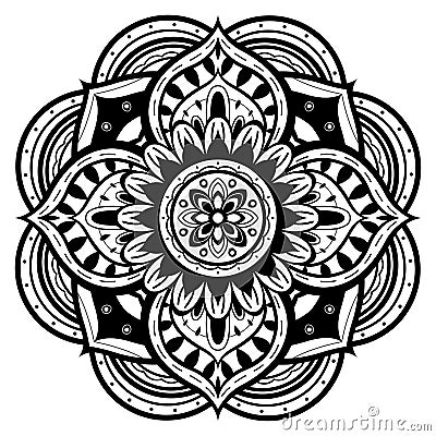 Black and white mandala Vector Illustration