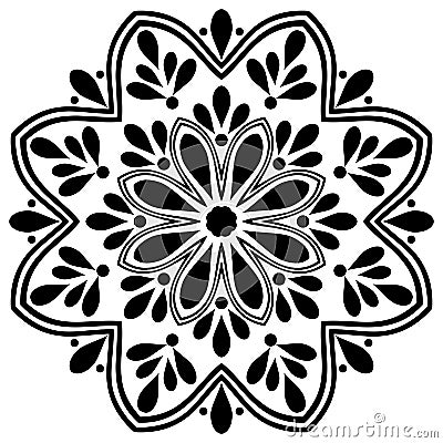 Black and white mandala element.Decorative ornament in ethnic oriental style. Vector Illustration