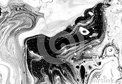 Black and white marbling background. Unique artwork texture. Marble pattern imitation. Stock illustration. Cartoon Illustration