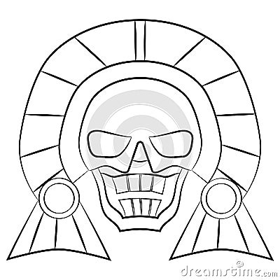 Black and white Mask Aztec ancestors of Mexico on a white background Vector Illustration