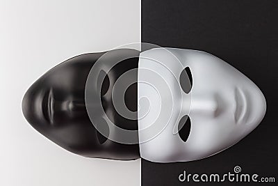 Black and white masks anonymity concept Stock Photo