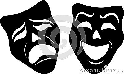 Black and white masks - happy and sad Vector Illustration