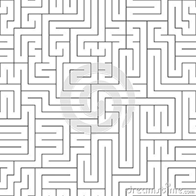 Black and white maze seamless pattern. A big challenge game. Linear square ornament. Print for textiles, packaging. Vector Vector Illustration