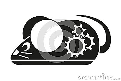 Black and white mechanical mouse silhouette Vector Illustration