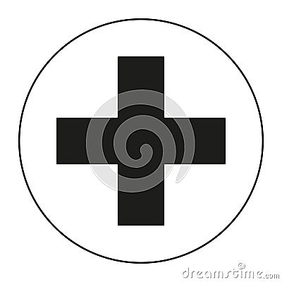 Black and white medical cross symbol silhouette Cartoon Illustration