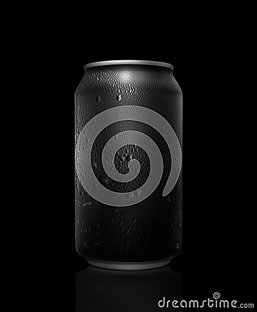 Black and white. metal can with cola or beer. Drops of condensation on the surface. Editorial Stock Photo