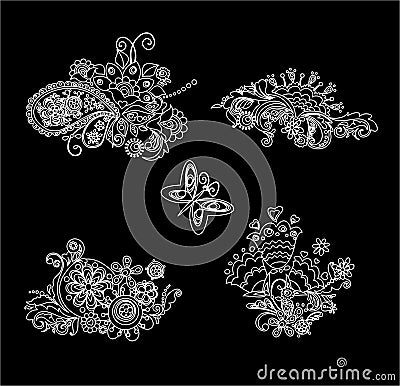 Black and white mhendi design Vector Illustration