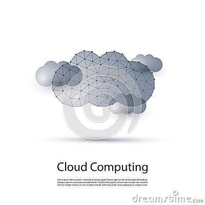 Black and White Minimal Cloud Computing, Networks Structure, Telecommunications Concept Design Vector Illustration