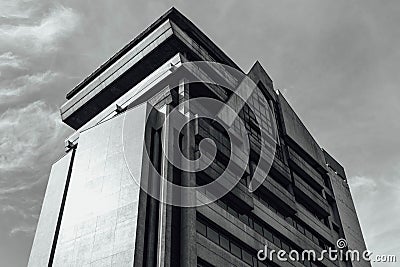 Black and white modern building in the night in Kuala Lumpur, Malaysia Stock Photo