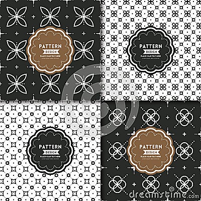 Black and white modern geometric motif seamless pattern Vector Illustration