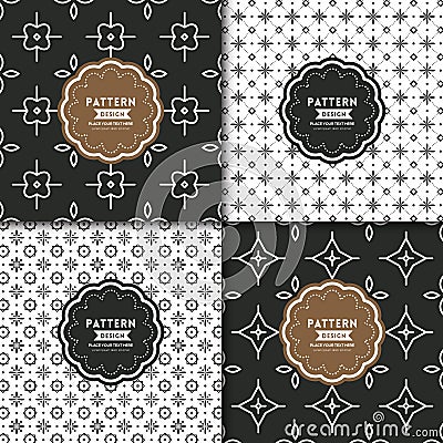 Black and white modern geometric motif seamless pattern Vector Illustration