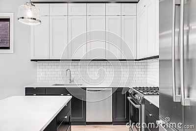 A black and white modern kitchen Editorial Stock Photo