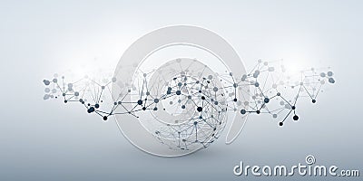 Black and White Modern Minimal Style Cloud Computing, Networks Structure, Telecommunications Concept Design, Network Connections Vector Illustration