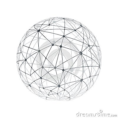 Black and White Modern Minimal Style Polygonal Networks Structure, Digital Communications Concept Design, Network Connections Vector Illustration