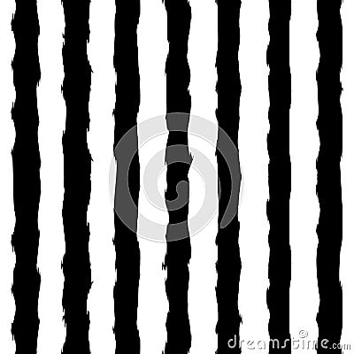 Black and white monochrome vertical brush strokes striped seamless pattern. Elegant pattern for background, textile Vector Illustration