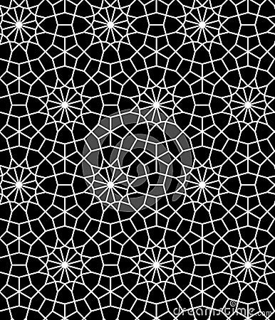 Black and white moroccan tile geometric star seamless pattern, vector Vector Illustration